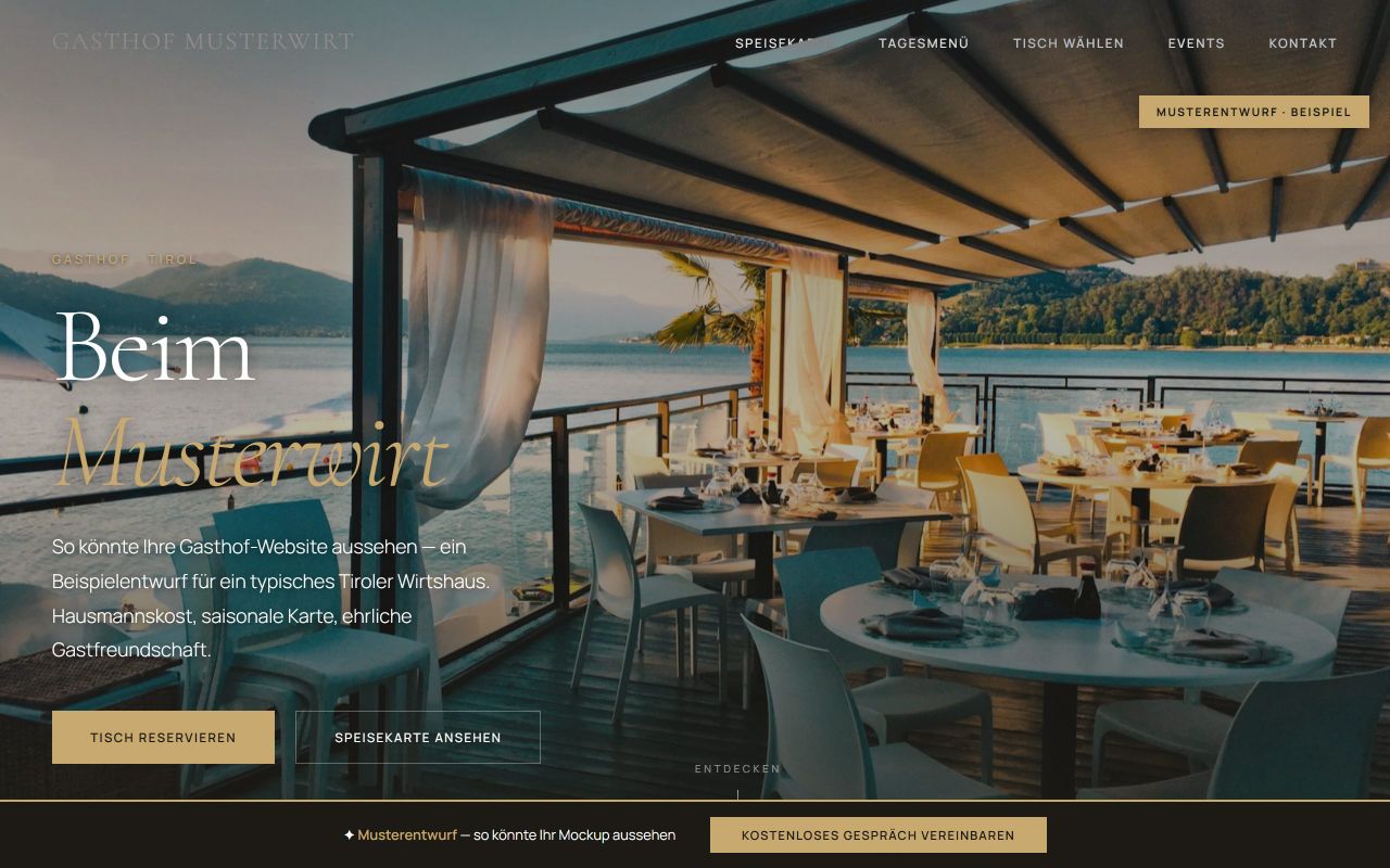 Konzeptentwurf einer Website für ein Tiroler Gasthaus