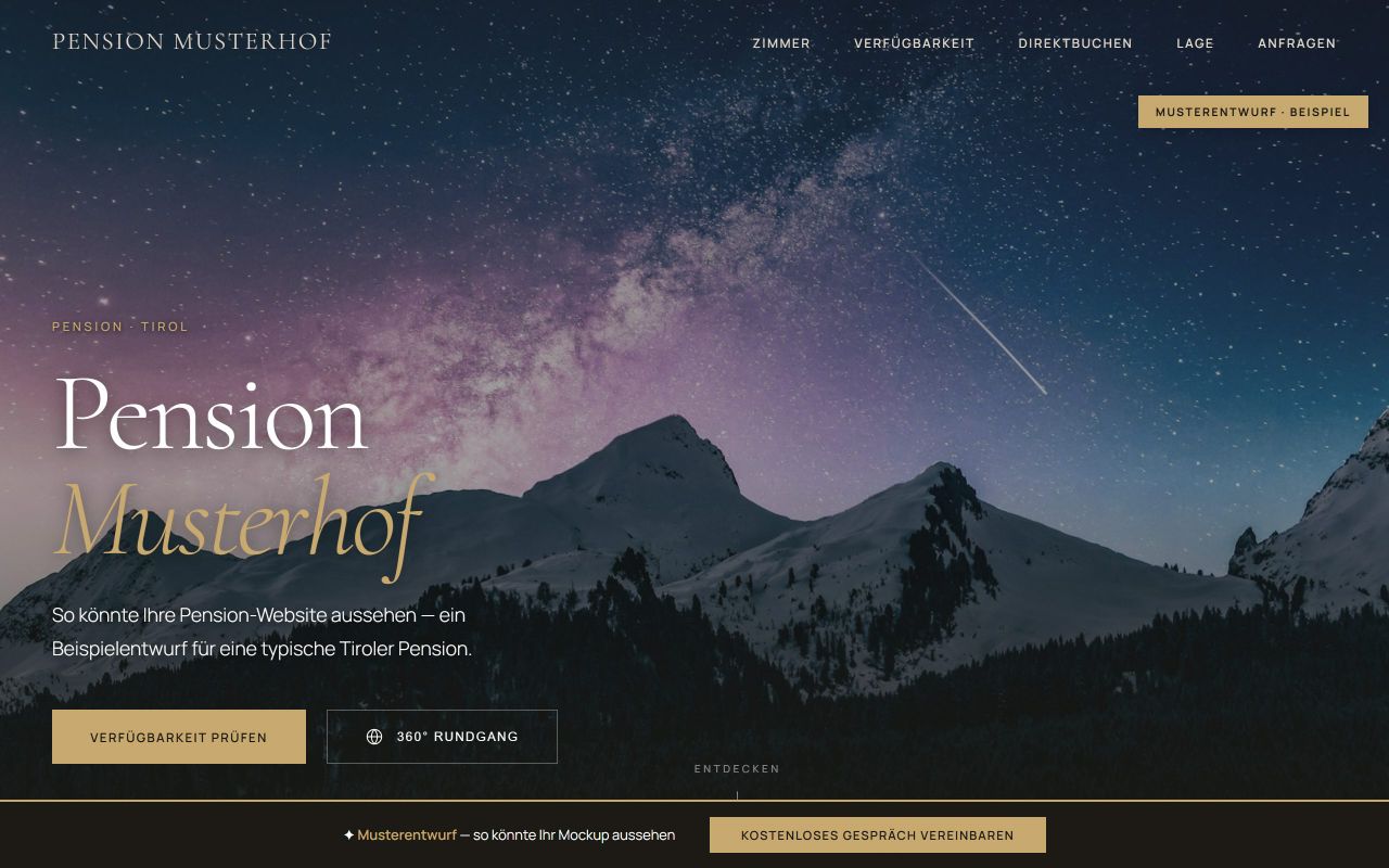 Konzeptentwurf einer Website für eine Tiroler Pension
