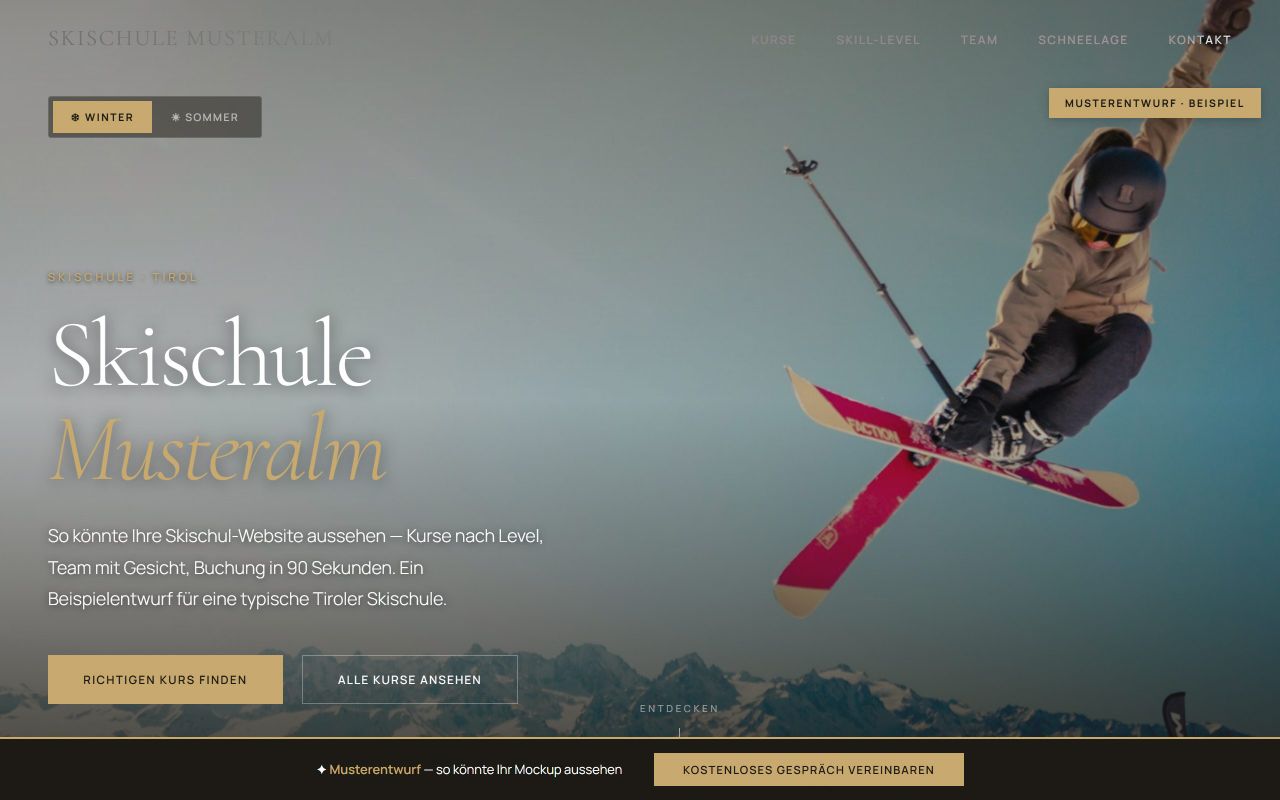 Konzeptentwurf einer Website für eine Tiroler Skischule