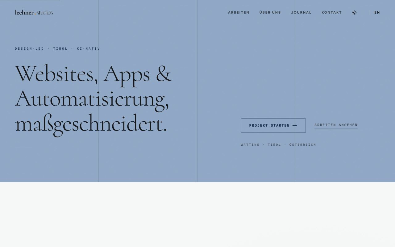 Startseite des Markenauftritts von Lechner Studios